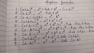 Algebra formula/basic algebra formula/some important algebraic formula/beejganit sutra#english