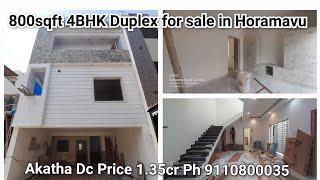 4BHK DUPLEX INDEPENDENT 800SQ FT HOUSE FOR SALE G+2 PRICE 1.35CR NEG PH 9110800035