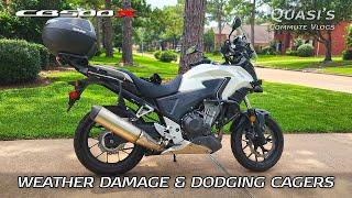 VLOG: Honda CB500X commute // Weather damage & dodging cagers