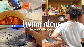 living alone vlog philippines  kitchen cleaning & organizing, home cooking, being productive