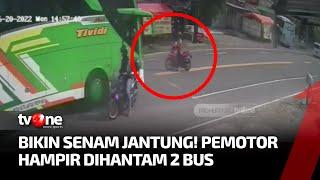 Pemotor di Kulonprogo Nyaris Tertabrak 2 Bus | AKIM tvOne