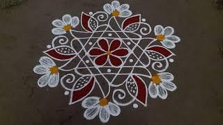 simple and easy festival rangoli design 5*3dots Anu'sworld small beautiful kolam pandagamuggul