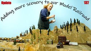 Adding Scenery to our large Model Railroad. And other updates around the Train Layout.