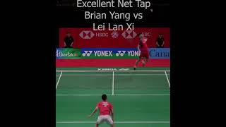 Excellent Net Tap Brian Yang vs Lei Lan Xi #badminton #shorts #sports #羽毛球