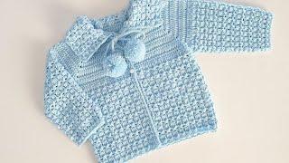 TIĞ İŞİ HIRKA MODELİ/ BEBEK HIRKASI YAPILIŞI/ CROCHET BABY JACKET #bebekhirkasi