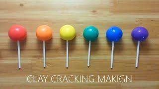 Rainbow candy clay cracking making 무지개 사탕 클레이로 만들기