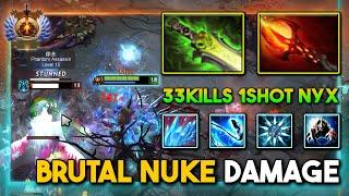 BRUTAL NUKE DAMAGE MID Nyx Assassin 33Kills LVL5 Dagon + Ethereal Blade Build 1Shot Kill DotA 2