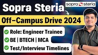 Sopra Steria Off Campus Drive 2024 | BE | BTECH | MCA |Test, Interview Timelines |Step by Step Apply