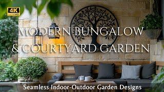 Modern Bungalow Inspirations: Elegant Courtyard Living with Seamless Indoor-Outdoor Garden Designs