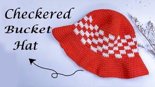 Crochet Checkered Bucket Hat Tutorial | Pattern Inspired by @chendadiy