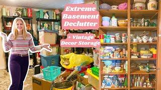 Basement Reveal & Extreme Declutter - Where To Store Vintage Decor