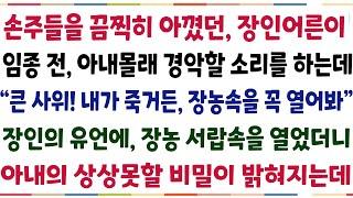 (반전신청사연)손주들을 끔찍히 아꼈던 장인어른이, 임종 전 나를 부르며 경악할 소리를 하는데 "큰 사위! 꼭 장농속을 열어봐" 서랍 속을 열었더니[신청사연][사이다썰][사연라디오]