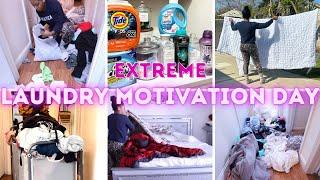 EXTREME All DAY LAUNDRY MOTIVATION WORKING MOM LAUNDRY ROUTINE 6 LOADS