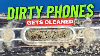 Dirty Phones Get Properly Cleaned Under The Microscope. Satisfying Phone Cleaning.