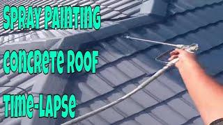 Spray Painting concrete roof Time-lapse #shorts #tips #diy #roof #satisfying & 