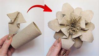 Smart Toilet Paper Roll Craft Idea  Easy Origami Flower DIY  Handmade Home Decor Tutorial