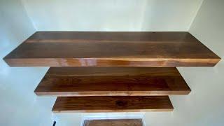 3” walnut floating shelves