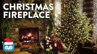 COZY Christmas Living Room Fireplace:  Christmas Tree, Crackling Fire, & Falling Snow Ambience