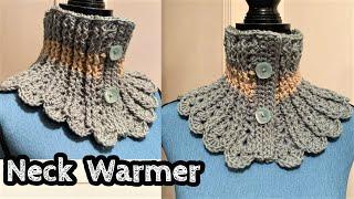 Crochet - Crochet Neck Warmer with Buttons -  How to crochet beautiful warmer