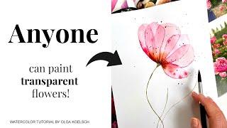Truly EASIEST way to paint TRANSPARENT flowers