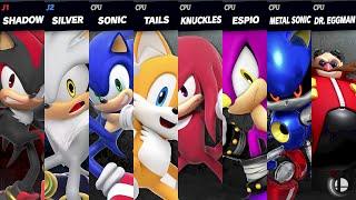 Sonic vs Knuckles vs Shadow vs Silver vs Tails vs Metal Sonic vs Espio vs Doctor Eggman - SSBU
