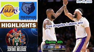 Los Angeles Lakers vs Memphis Grizzlies 4th QTR Game Highlights | NBA Season Dec 15, 2024