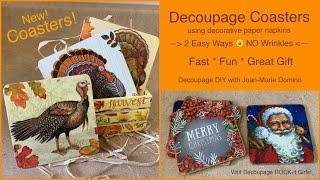 Coasters Handmade | diy Decoupage 2 EASY Ways | NO WRINKLES | Great Gift! 