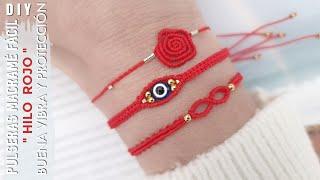 DIY PULSERAS HILO ROJO BUENA VIBRA | PULSERAS HILO ROJO DE PROTECCIÓN EN MACRAMÉ | Kabbalah bracelet