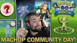 SHINY MACHOP COMMUNITY DAY! WE GOT A VERY RARE HUNDO! (Pokemon GO)