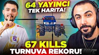 TEK HARİTADA 64 YAYINCI!!  TURNUVADA CARBON ATIP KİLL REKORU KIRDIK!! | PUBG MOBILE