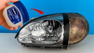 Restore old headlights to NEW in 1 minute using Vaseline, you will be shocked!