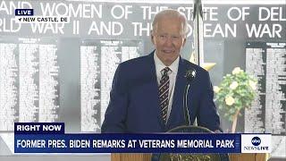 LIVE: Former Pres. Biden delivers remarks at Veterans Memorial Park in Delaware