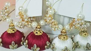 Beautiful Silk Thread Jhumka Earrings, Loreal Pearl Hoop Earrings. #shorts#earrings