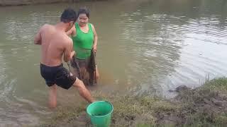 Amazing fishing at Battambang - people fishing in Cambodia - How to Catches fish (Part 307)