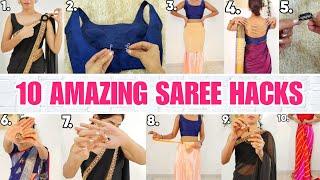 10 Saree Hacks You Must Know | Saree hacks that make you go  | @GLAMBEAUTYY'S