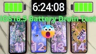 iPhone 11 vs 12 vs 13 vs 14 Full Battery Drain Test - iOS16.5 | Surprising Results!!