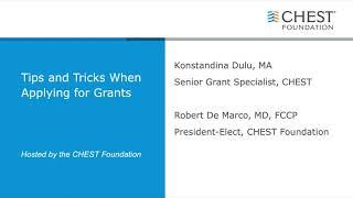 CHEST Foundation Grant Application Guide - Best Practices