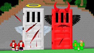 Mikey and JJ Family Found SCRATCH DEVIL and ANGEL Inside This BIGGEST DOOR in Minecraft ?