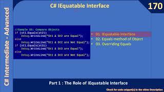 C# IEquatable | Part 1 - IEquatable Interface Basics | C# Advanced #170