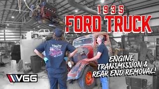 Engine, Transmission, rear suspension REMOVAL (IT'S SO BAD) - Plus 9" Rear! | 1935 Ford Hotrod Build