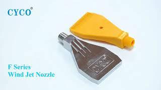 Wind Jet Spray Nozzle features a high impact, flat fan distribution of compressed air.