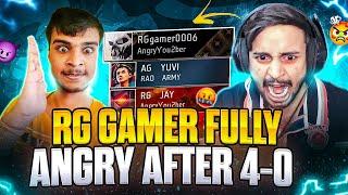 Epic Fastest Match Angry Youtuber RG GAMER Fully Angry On His Teammates After 4-0 Garena Free Fire