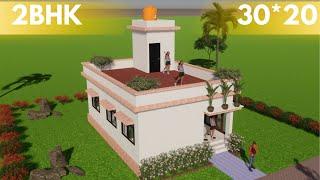 "Stunning 20x30 2BHK House Plan | 2D & 3D Design with Engaging Animation"