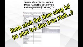 Danh sách Đại Nam (chị hằng)công bố có phải trò đùa phap lý trên KGM