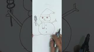 snowman drawing and coloring video for kids step by step I #doodleart #shorts #drawing4kids