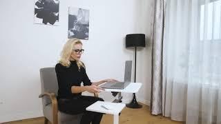 Tatkraft Bianca Ergonomic Sit-Stand Laptop Desk with Mouse Board on Wheels, White