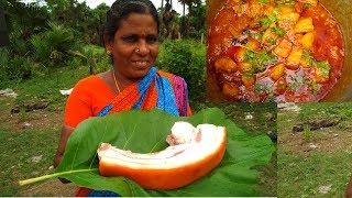 Cooking & Tasting Pork Belly Curry In My Village - Farm Fresh Pork Recipe - Indian Pork Recipes 2017