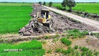 EP1 New Project Road Base Building Over Rice Field by Skills Operator Bulldozer KOMATSU D65PX