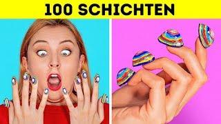 100-SCHICHTEN-CHALLENGE! 100 Schichten Make-up! Vergraben unter 100+ Schichten mit 123 GO! CHALLENGE