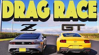 2024 Ford Mustang GT vs 2023 Nissan Z, this was a surprise. Drag and Roll Race.